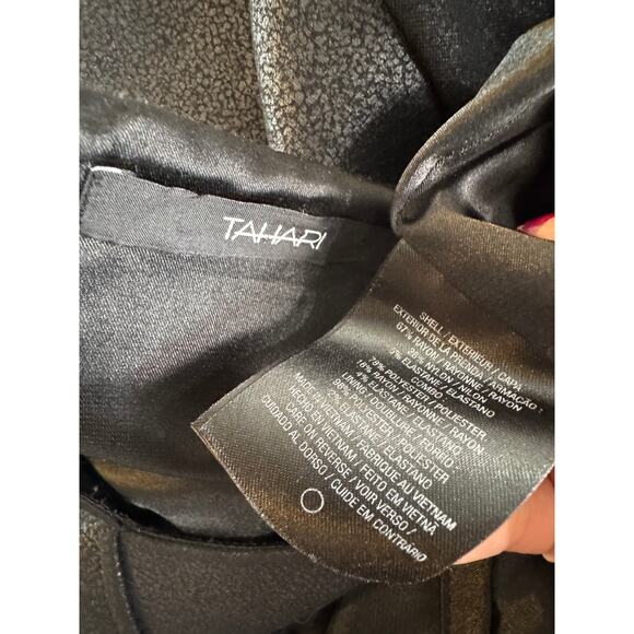 Tahari Metallic Textured Sheath Dress Black Shimmer low knee 10 - Picture 5 of 5